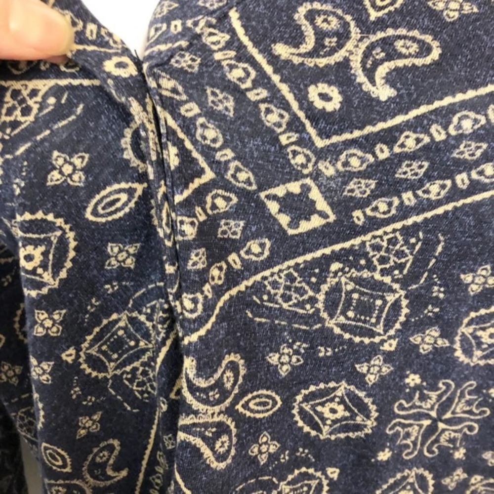 Lucky Brand Paisley Split Back Peasant Top Blue Sm - Picture 6 of 8